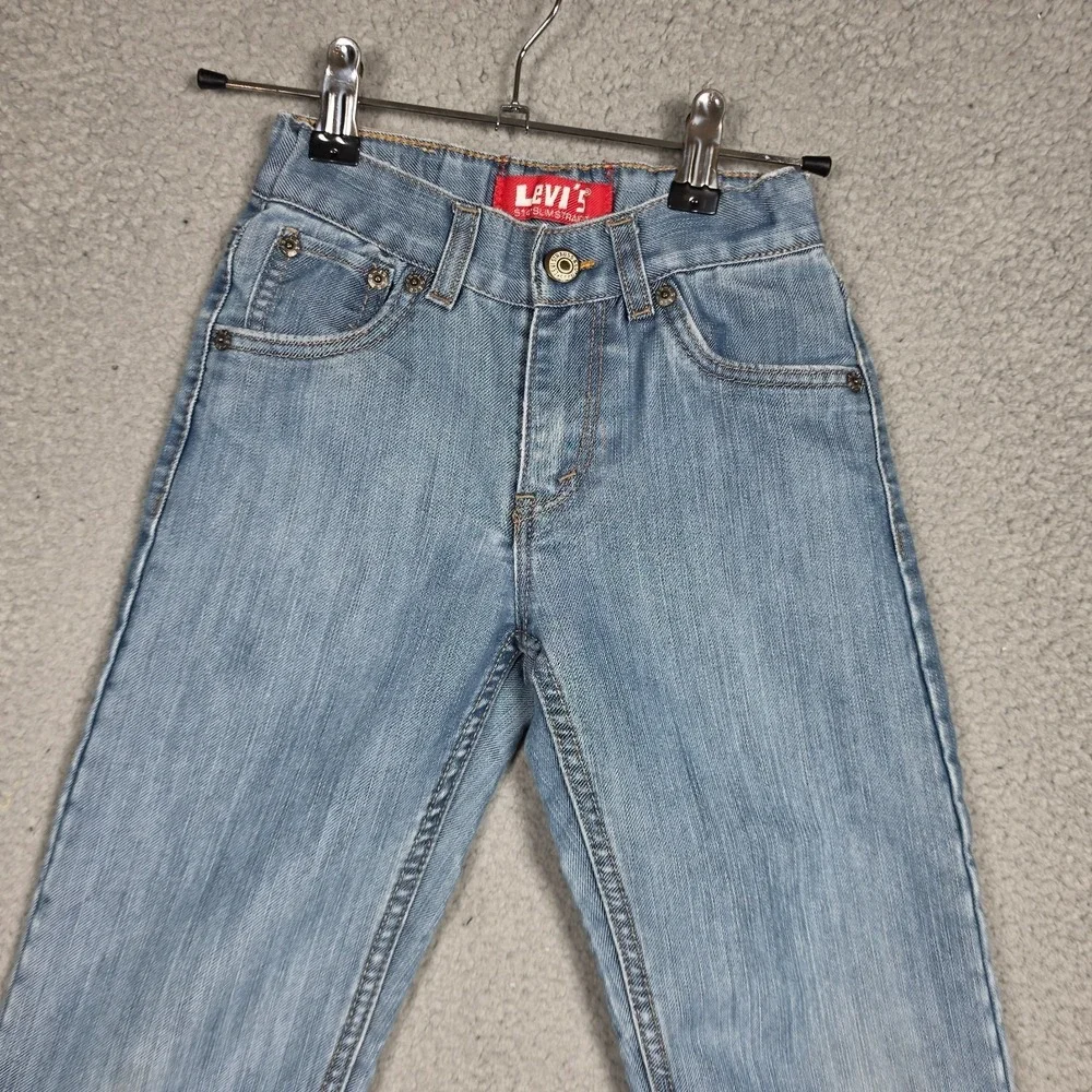 Levis Jeans Boys Size 7X Reg Light Wash 514 Slim Straight Lightweight Adjustable